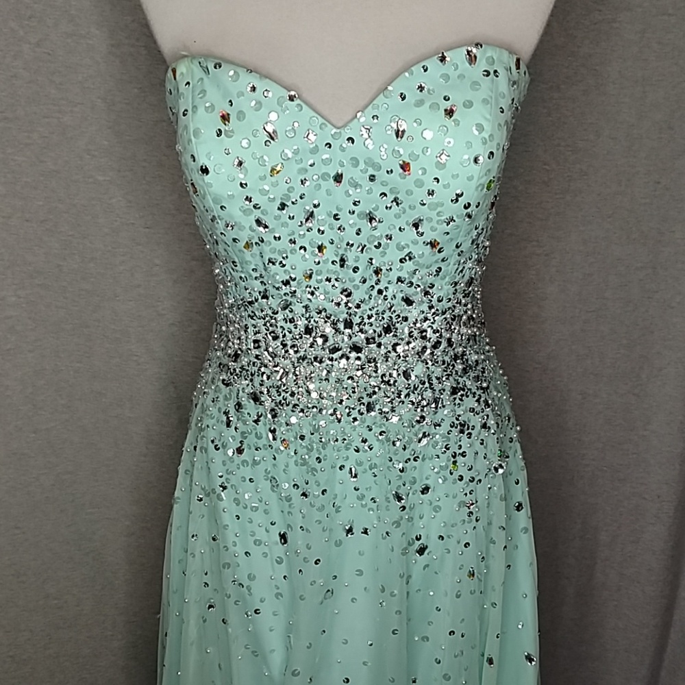 Sparkle sparkle! Mori Lee iced aqua formal dress!